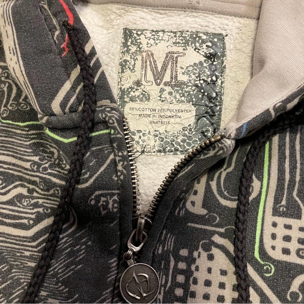 SOLD Vintage Y2K All Over Print Circuit Board Zip Up Hoodie - Picture 3 of 4